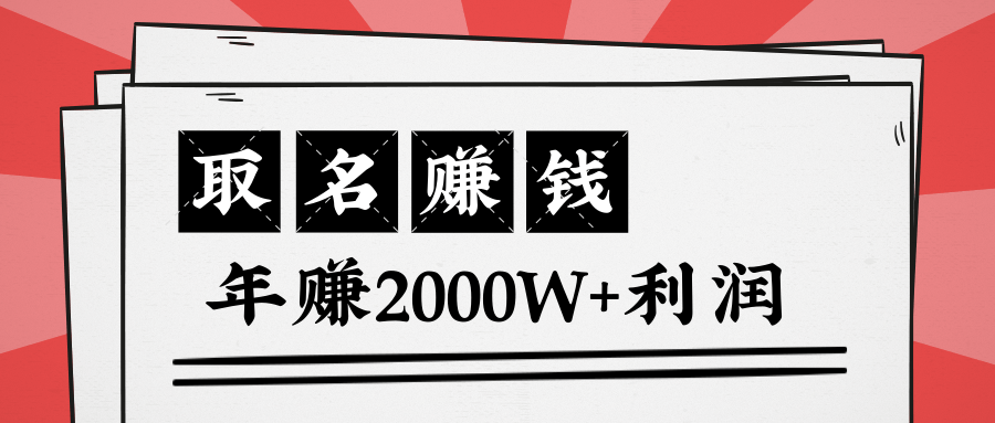 王通：不要小瞧任何一个小领域，取名技能也能快速赚钱，年赚2000W+利润-6688资源库