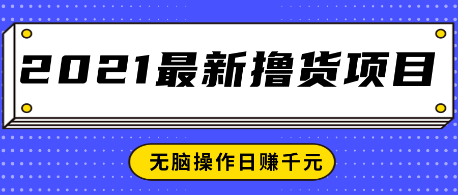 2021最新撸货项目，一部手机即可实现无脑操作轻松日赚千元-6688资源库