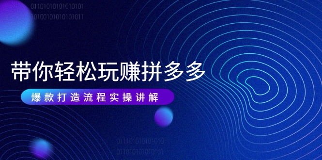 带你轻松玩赚拼多多：花的少 赚的多 爆款更简单 爆款打造流程实操讲解-6688资源库