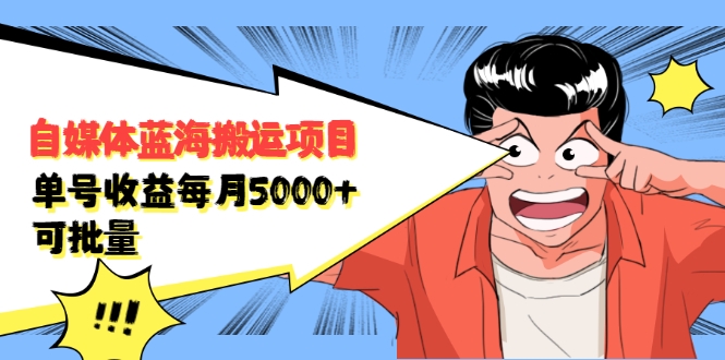 自媒体蓝海搬运项目：单号收益每月基本都可以达到5000+，可批量-6688资源库