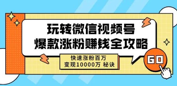 玩转微信视频号爆款涨粉赚钱全攻略，快速涨粉百万变现万元秘诀-6688资源库