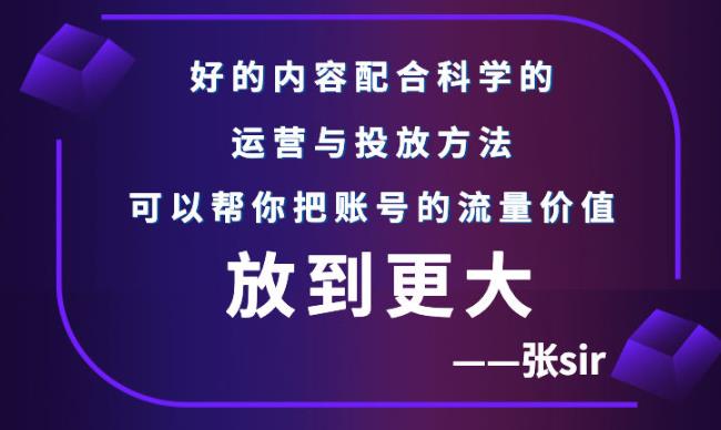 张sir账号流量增长课，告别海王流量，让你的流量更精准-6688资源库