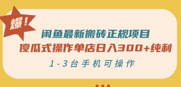 闲鱼最新搬砖正规项目：傻瓜式操作单店日入300+纯利，1-3台手机可操作-6688资源库