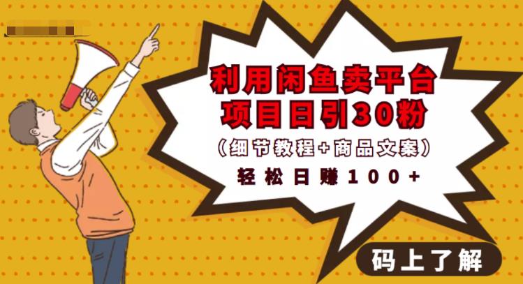 利用闲鱼卖平台项目课程资源日引流30+精准粉丝，轻松日赚100+，积累人脉可实现二次变-6688资源库