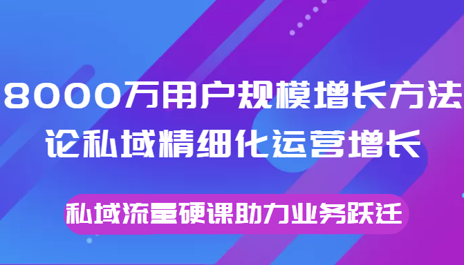 8000万用户规模增长方法论私域精细化运营增长，私域流量硬课助力业务跃迁-6688资源库