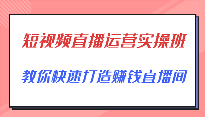 短视频直播运营实操班，直播带货精细化运营实操，教你快速打造赚钱直播间-6688资源库