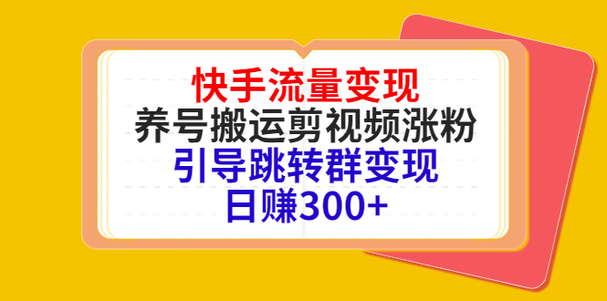 快手流量变现，养号搬运剪视频涨粉，引导跳转群变现日赚300+-6688资源库