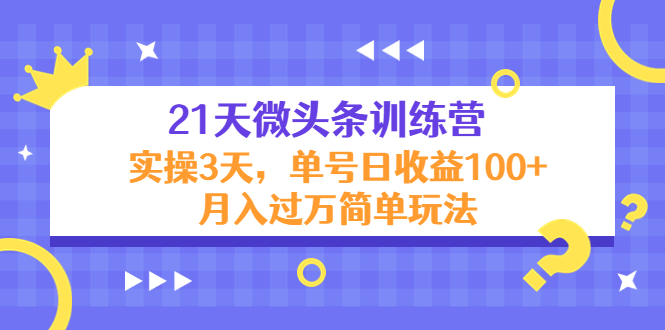21天微头条训练营,实操3天,单号日收益100+月入过万简单玩法-6688资源库