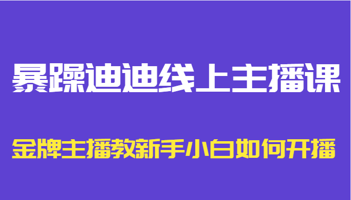 暴躁迪迪线上主播课,金牌主播教新手小白如何开播-6688资源库