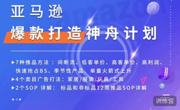 亚马逊爆款打造神舟计划，​7种推品方法，4个类目广告打法，2个SOP详解-6688资源库