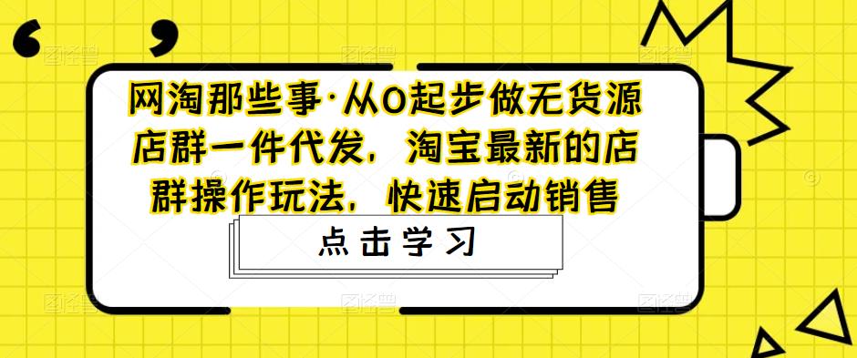 网淘那些事·从0起步做无货源店群一件代发，淘宝最新的店群操作玩法，快速启动销售-6688资源库