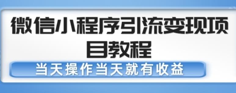 微信小程序引流变现项目教程,当天操作当天就有收益,变现不再是难事-6688资源库