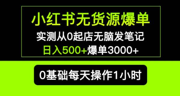 小红书无货源爆单实测从0起店无脑发笔记爆单3000+长期项目可多店-6688资源库