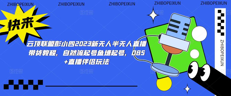 云顶联盟彭小四2023新无人半无人直播带货教程，自然流起号鱼塘起号，OBS+直播伴侣玩法-6688资源库