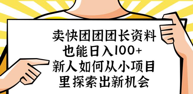 卖快团团团长资料也能日入100+新人如何从小项目里探索出新机会-6688资源库