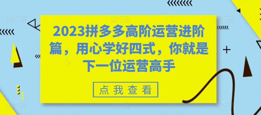 2023拼多多高阶运营进阶篇，用心学好四式，你就是下一位运营高手-6688资源库