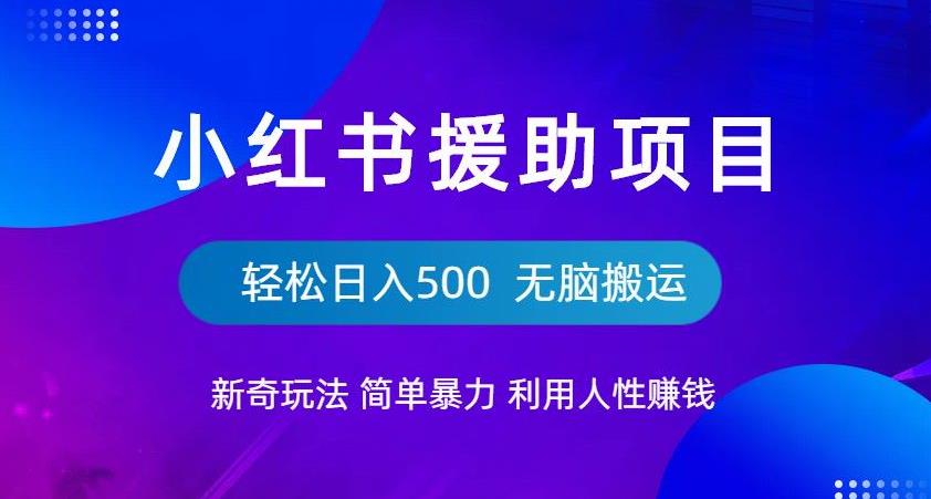 小红书援助项目新奇玩法，简单暴力，无脑搬运轻松日入500【揭秘】-6688资源库