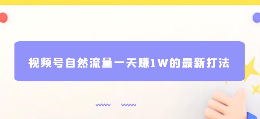 视频号自然流量一天赚1W的最新打法，基本0投资【揭秘】-6688资源库