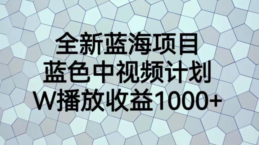 全新蓝海项目，蓝色中视频计划，1W播放量1000+【揭秘】-6688资源库