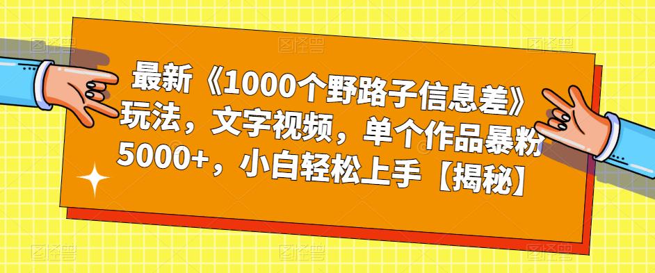 最新《1000个野路子信息差》玩法，文字视频，单个作品暴粉5000+，小白轻松上手【揭秘】-6688资源库