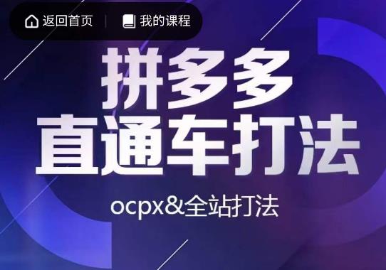 互力·拼多多直通车打法，ocpx&全站打法-6688资源库