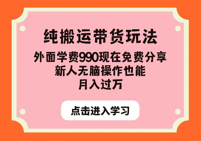纯搬运带货玩法，外面学费990现在免费分享，新人无脑操作也能月入过万【揭秘】-6688资源库