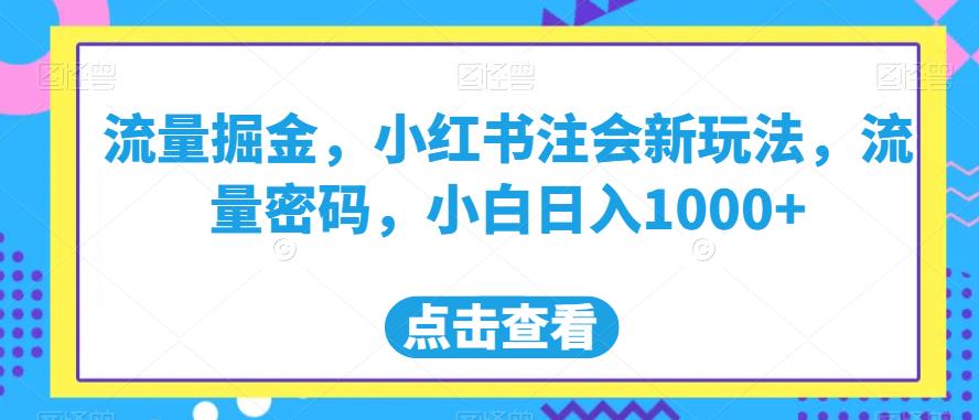 流量掘金，小红书注会新玩法，流量密码，小白日入1000+【揭秘】-6688资源库