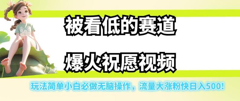 被看低的赛道爆火祝愿视频,玩法简单小白必做无脑操作,流量大涨粉快日入500-6688资源库