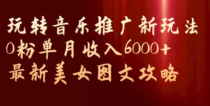 玩转音乐推广新玩法，0粉单月收入6000+，最新美女图文攻略【揭秘】-6688资源库