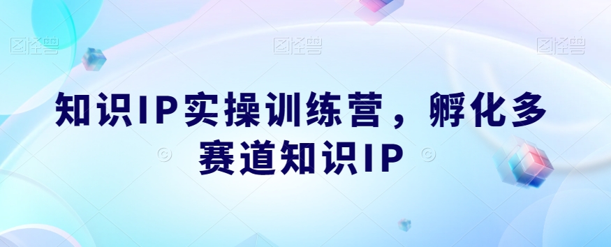 知识IP实操训练营，​孵化多赛道知识IP-6688资源库