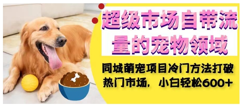 超级市场自带流量的宠物领域，同城萌宠项目冷门方法打破热门市场，小白轻松600+-6688资源库