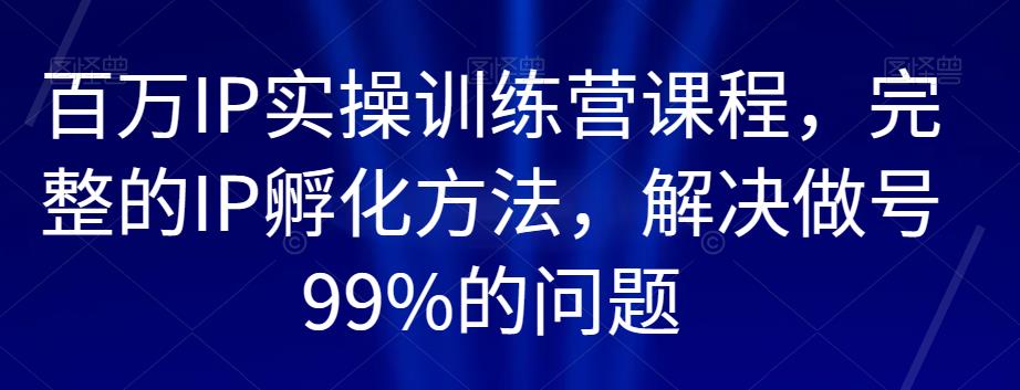 百万IP实操训练营课程，完整的IP孵化方法，解决做号99%的问题-6688资源库
