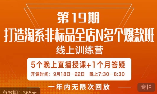 打造淘系非标全店N多个爆款线上课，​5天直播课-6688资源库