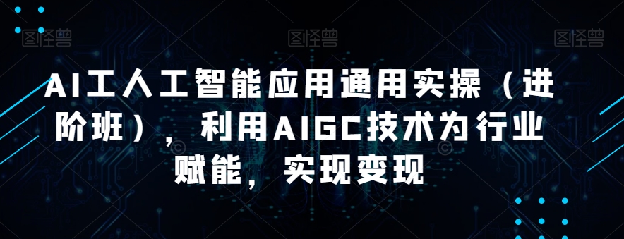 AI工人工智能应用通用实操（进阶班），利用AIGC技术为行业赋能，实现变现-6688资源库