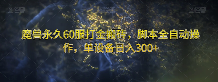 魔兽永久60服打金搬砖，脚本全自动操作，单设备日入300+【揭秘】-6688资源库