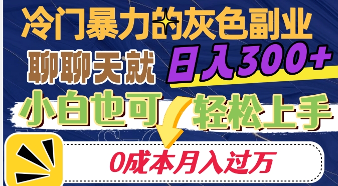 冷门暴利的副业项目，聊聊天就能日入300+，0成本月入过万【揭秘】-6688资源库