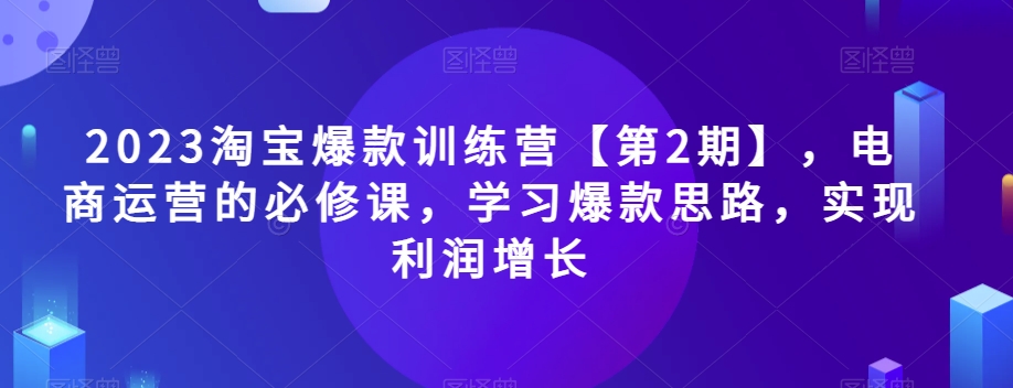 2023淘宝爆款训练营【第2期】，电商运营的必修课，学习爆款思路，实现利润增长-6688资源库