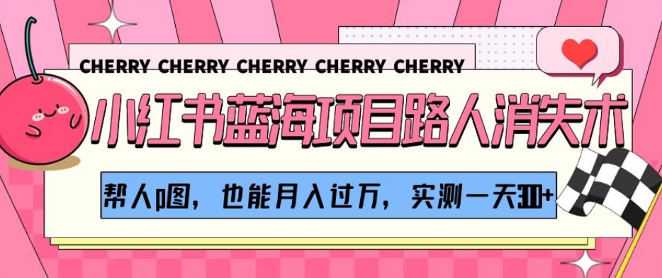 小红书蓝海项目路人消失术，帮人p图，也能月入过万，实测一天300+【揭秘】-6688资源库