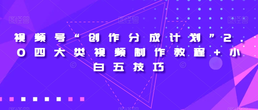 视频号“创作分成计划”2.0四大类视频制作教程+小白五技巧【揭秘】-6688资源库