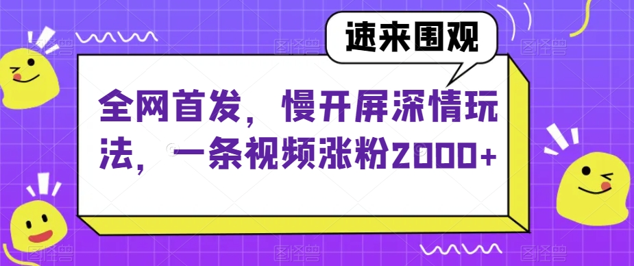 全网首发，慢开屏深情玩法，一条视频涨粉2000+【揭秘】-6688资源库