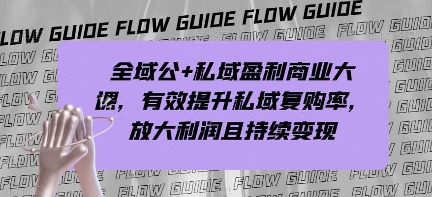 全域公+私域盈利商业大课，有效提升私域复购率，放大利润且持续变现-6688资源库