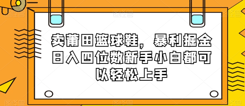 卖莆田篮球鞋，暴利掘金日入四位数新手小白都可以轻松上手【揭秘】-6688资源库