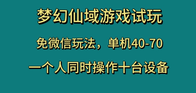 梦幻仙域游戏试玩，免微信玩法，单机40-70，一个人同时操作十台设备【揭秘】-6688资源库