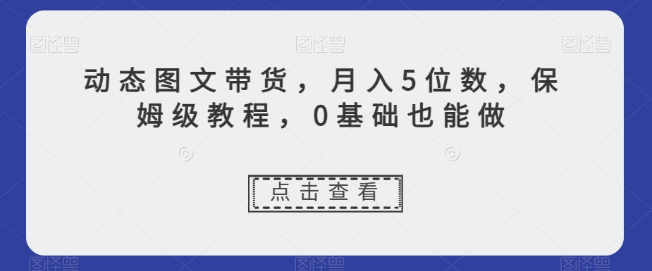 动态图文带货,月入5位数,保姆级教程,0基础也能做【揭秘】-6688资源库
