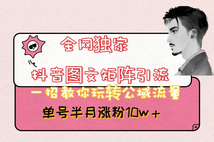全网独家抖音图文矩阵引流，一招教你玩转公域流量，单号半月涨粉10w+【揭秘】-6688资源库