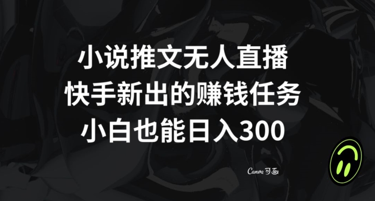 小说推文无人直播，快手新出的赚钱任务，小白也能日入300+【揭秘】-6688资源库