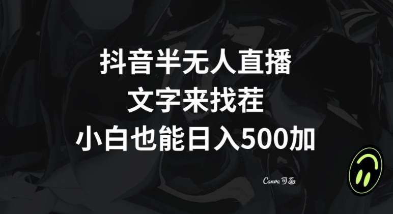 抖音半无人直播，文字来找茬小游戏，每天收益500+【揭秘】-6688资源库