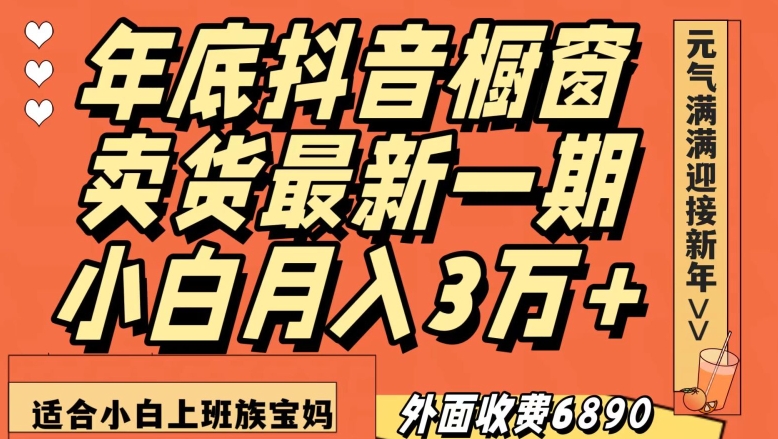 外面收费6890元年底抖音橱窗卖货最新一期，小白月入3万，适合小白上班族宝妈【揭秘】-6688资源库