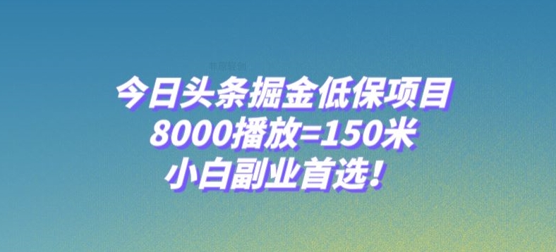 今日头条掘金低保项目，8000播放=150米，小白副业首选【揭秘】-6688资源库