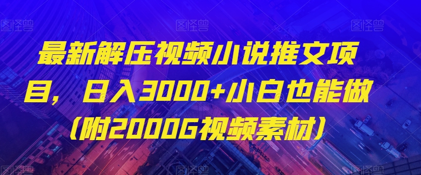 最新解压视频小说推文项目，日入3000+小白也能做（附2000G视频素材）【揭秘】-6688资源库